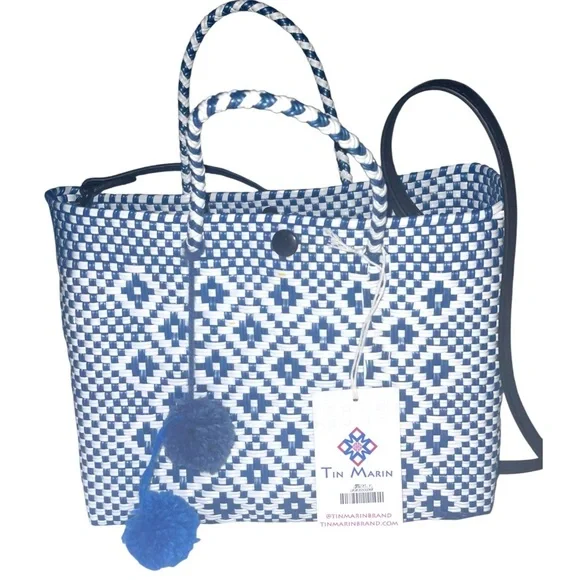 Tin Marin Woven Crossbody Artisan Bag Navy & White New with Tags 3 available - Picture 10 of 10
